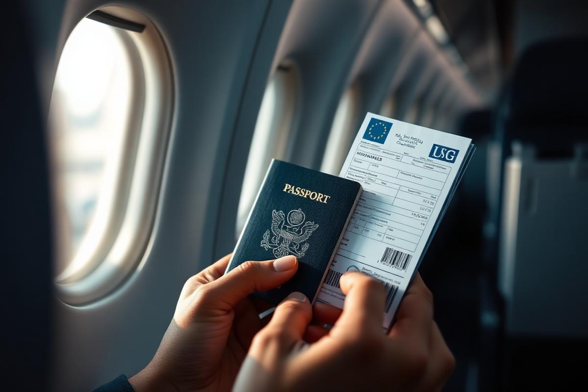 Passeport et carte d'embarquement en cabine